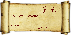 Faller Avarka névjegykártya